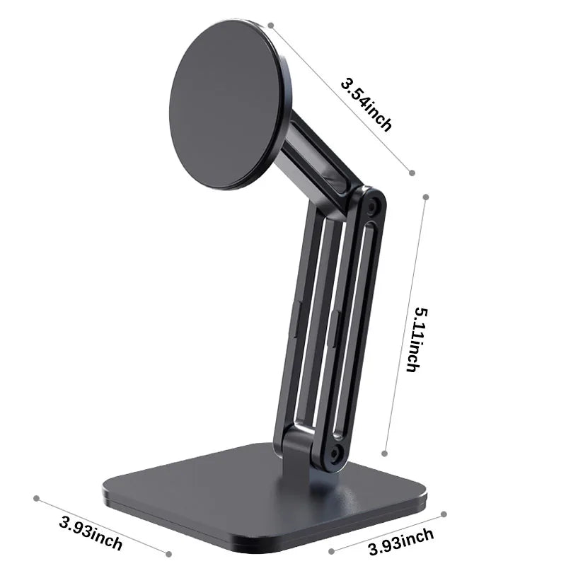 Magnetic Phone Stand for Desk, Heightened & Adjustable & Foldable Metal Magnetic Phone Holder Stand for Desk/Office/Home, Compat