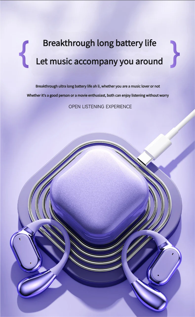 Open Ear Bluetooth 5.4 Headphones Wireless Sports Earbuds for Running Fitness Learning with Microphone