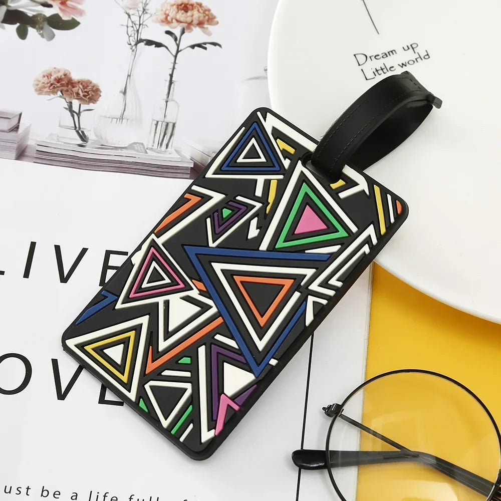 1PCS Geometric Soft Silicone Luggage Tags Suitcase ID Addres Name Holder Baggage Tag Label Travel Accessories Luggage Tags