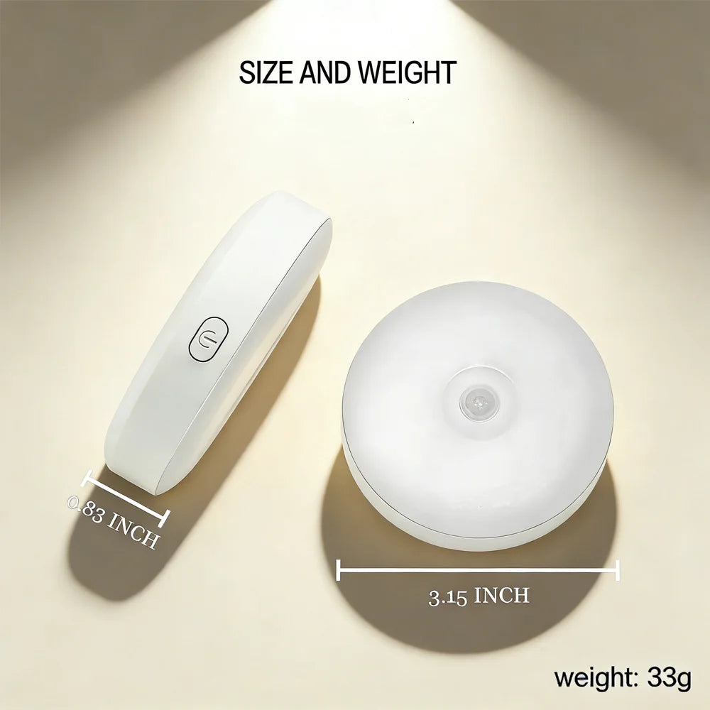 LED Motion Sensor Night Light: USB Rechargeable, Magnetic Base – For Kitchen, Bedroom, Stairs & Wall Lighting