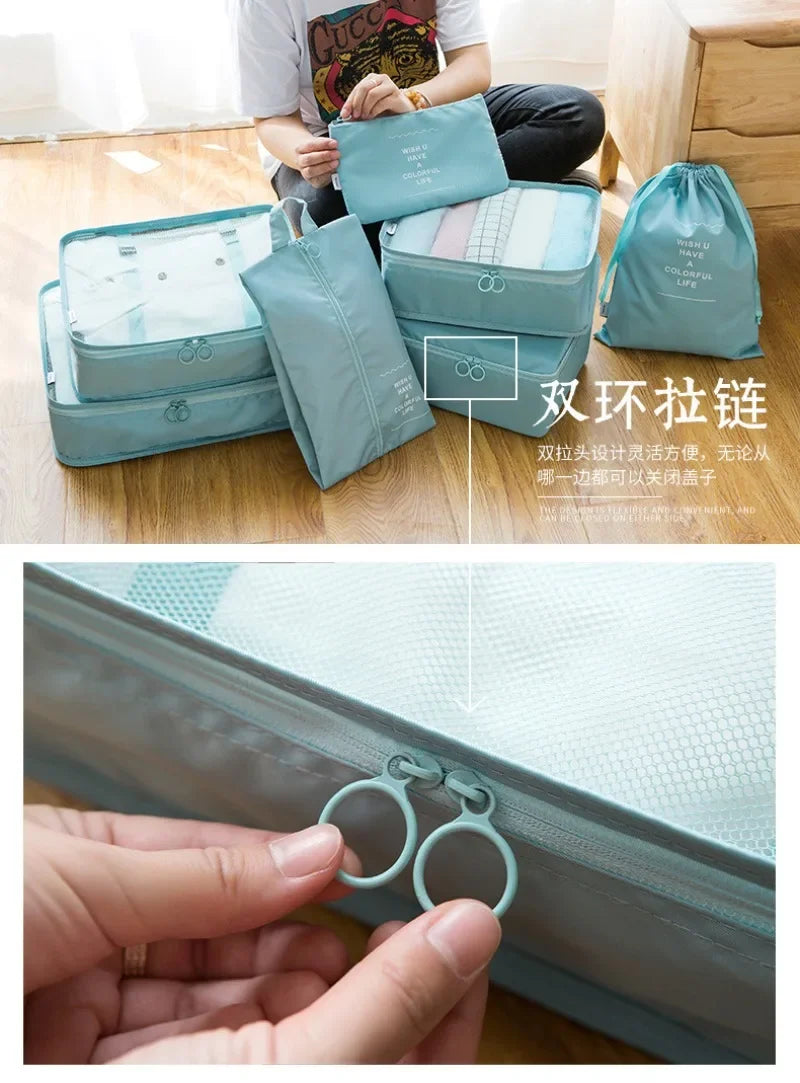 7 PCS Travel Storage Bags Set Suitcase Organizer Luggage Packing Set Cube Bag Portable Waterproof Travel Clothes Shoe Tidy Pouch