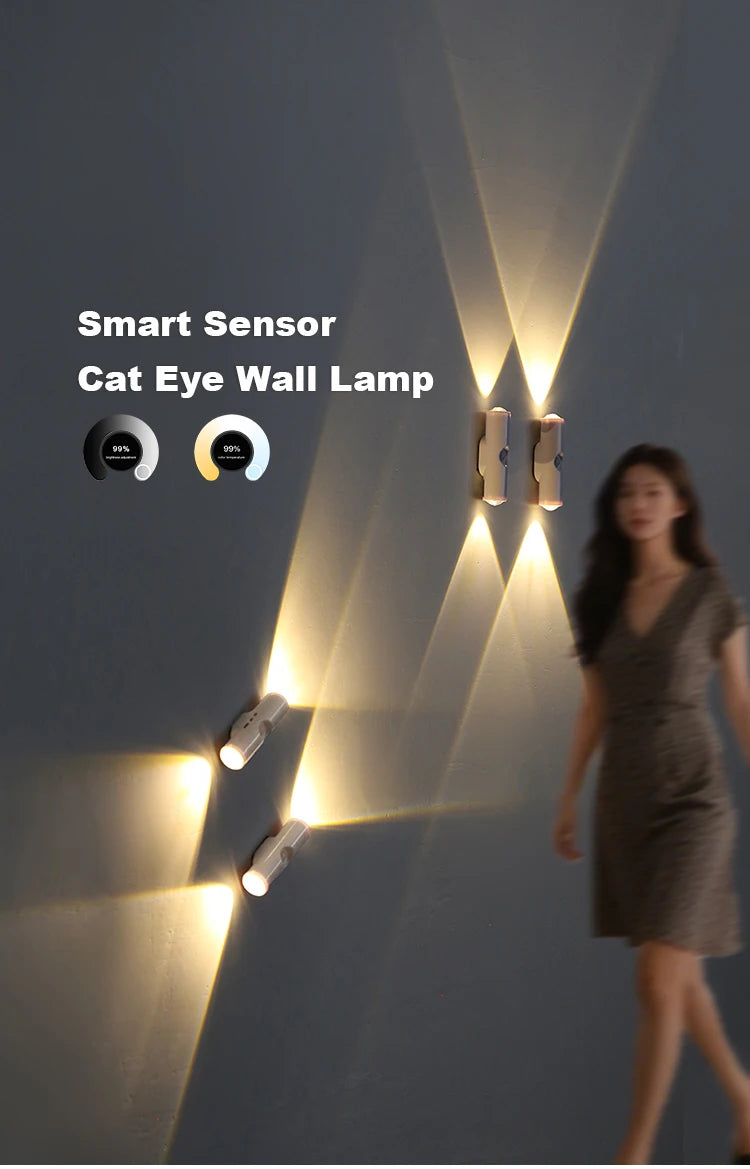 LED Motion Sensor Night Light 3 Colours Changing USB Rechargeable Cabinet Wardrobe Lamp Home Decoration Night Lamps For Kitchen