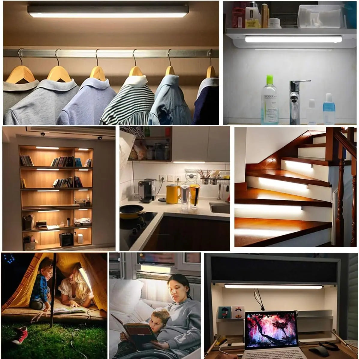 LED Motion Sensor Light Wireless LED Night Light Type C Rechargeable Light Cabinet Wardrobe Lamp Staircase Backlight For Kitchen