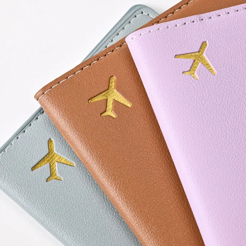 Passport Covers Travel Wallet Id Card Holder Fashion Airplane Print Passport Holder Women Men Passport Cover Flight Ticket Clip