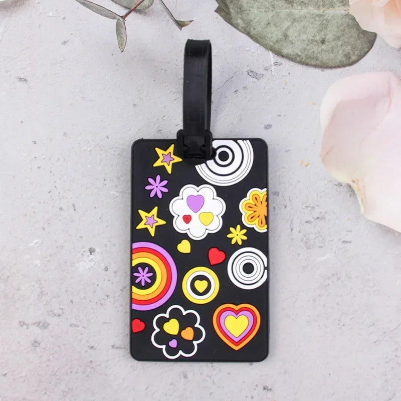 1PCS Geometric Soft Silicone Luggage Tags Suitcase ID Addres Name Holder Baggage Tag Label Travel Accessories Luggage Tags