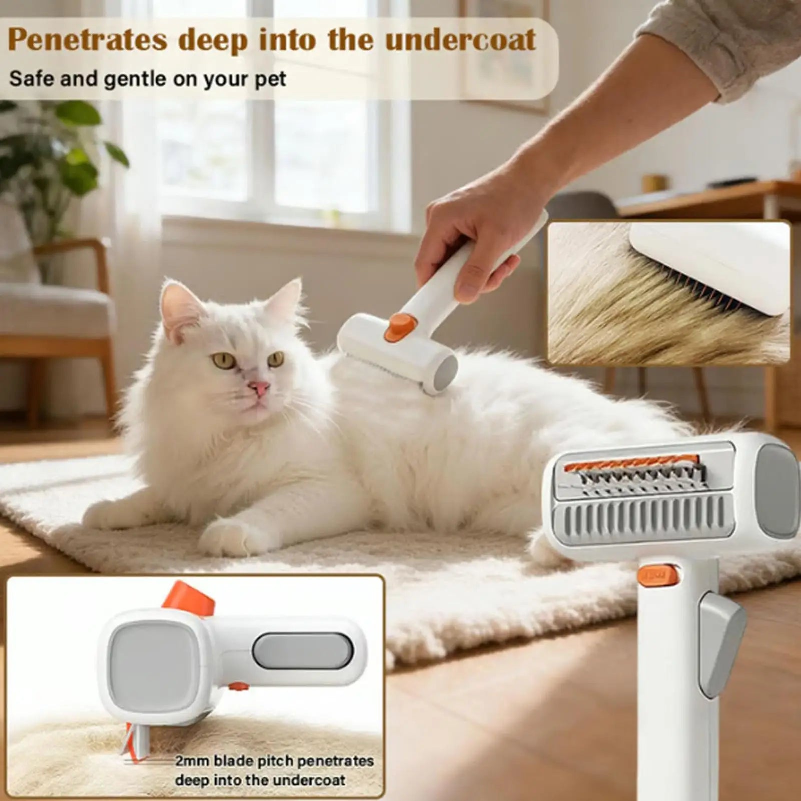 Professional Hair Remover Pet Grooming Comb, Dog Shedding Brush Self-Detangling for Cats Puppy Horse Doodle Bathing Washing