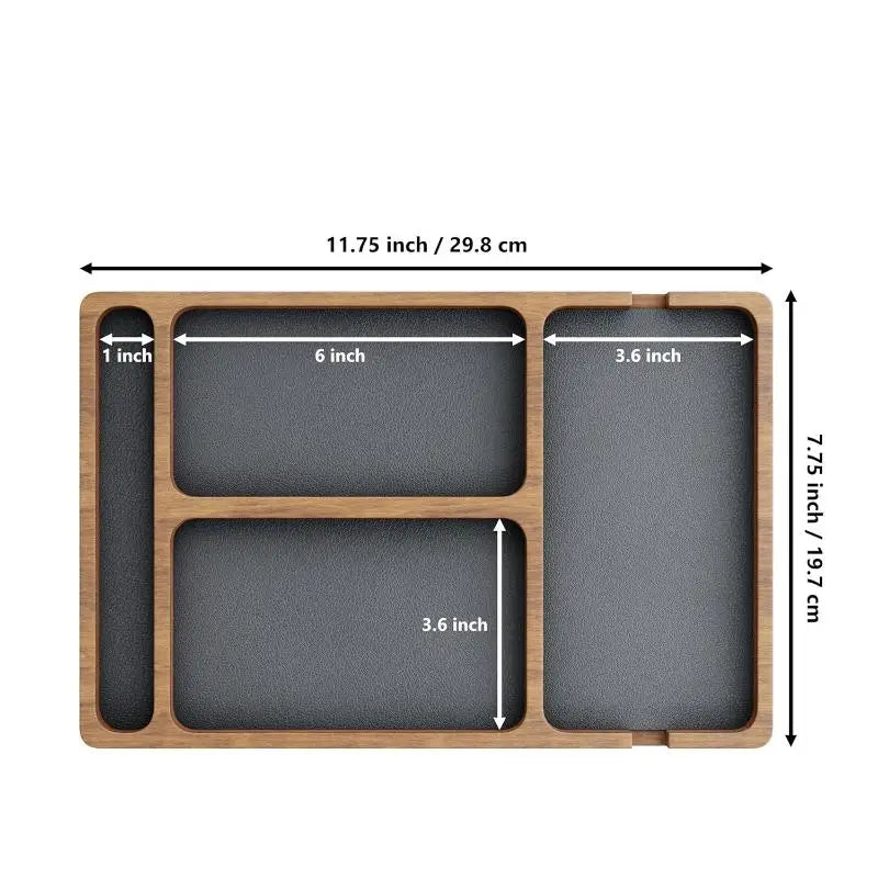 Wood Partition Storage Box Mobile Phone Headphone Debris Storage BoxWooden Storage Tray Wooden Office Desktop Storage Box Solid