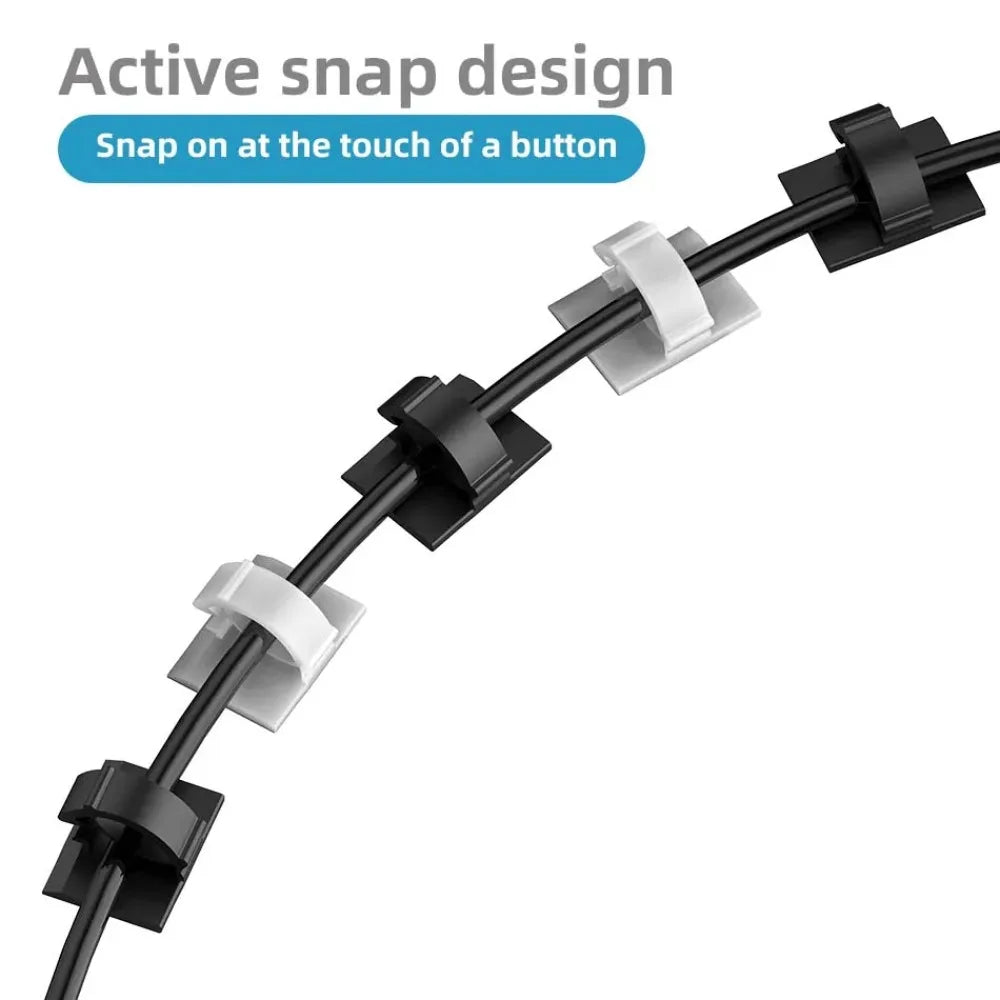 Cable Organizer Clips 30-90pcs Cord Holder Desktop Wire Manager USB Charging Data Line Bobbin Winder Cable Management