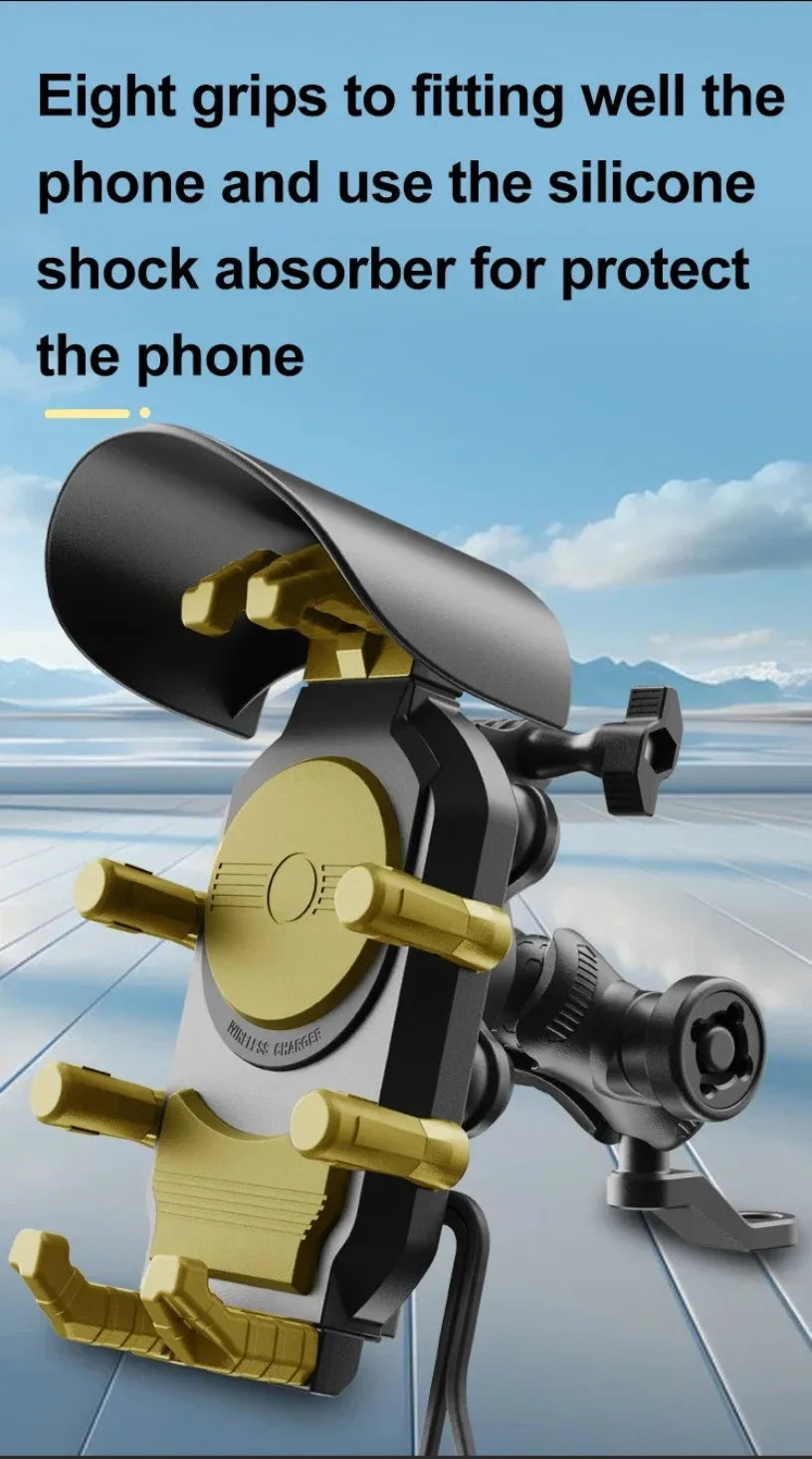 Fast Charging 15W Wireless Charger Shockproof Motorcycle Phone Holder 18W USB & 30W Type C Motorbike Bicycle Bike Scooter Stand