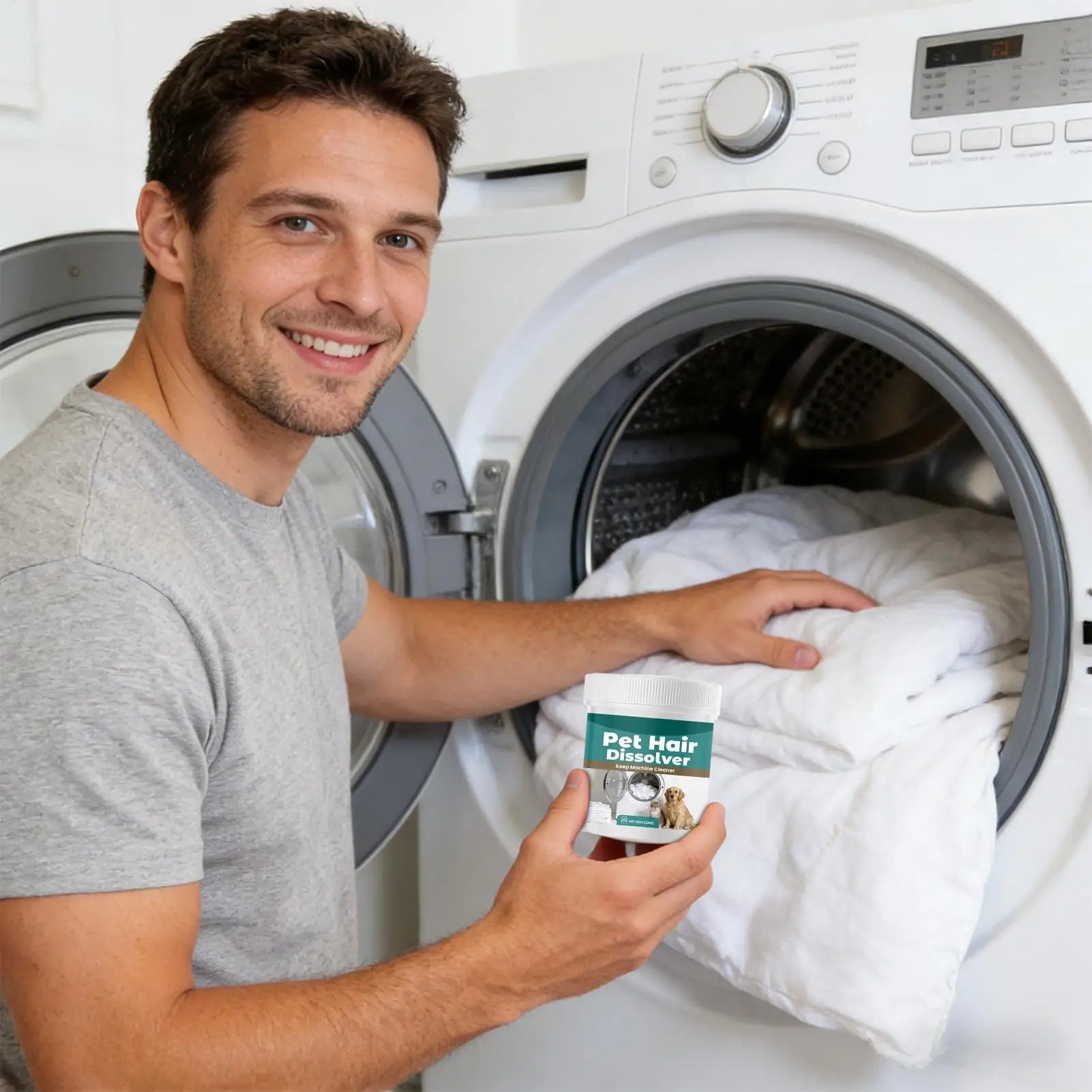 Pet Hair Dissolver Laundry Cleaner 100g Washing Machine Hair Remover Detergent Additive for Clothes Carpet Bedding Fabric Towel