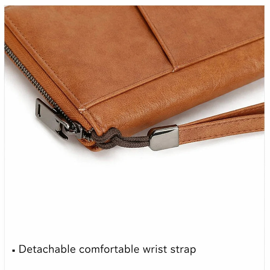 Family Passport Holder for 5, Leather RFID Blocking Multiple Passport Holder Wallet with Zipper, Travel Document Organizer