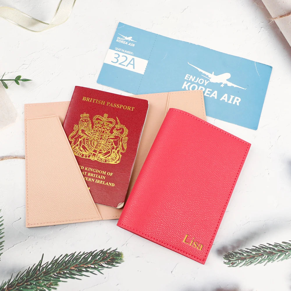 Customized letter passport holder travel document pu leather passport holder, convenient for business travel and commuting