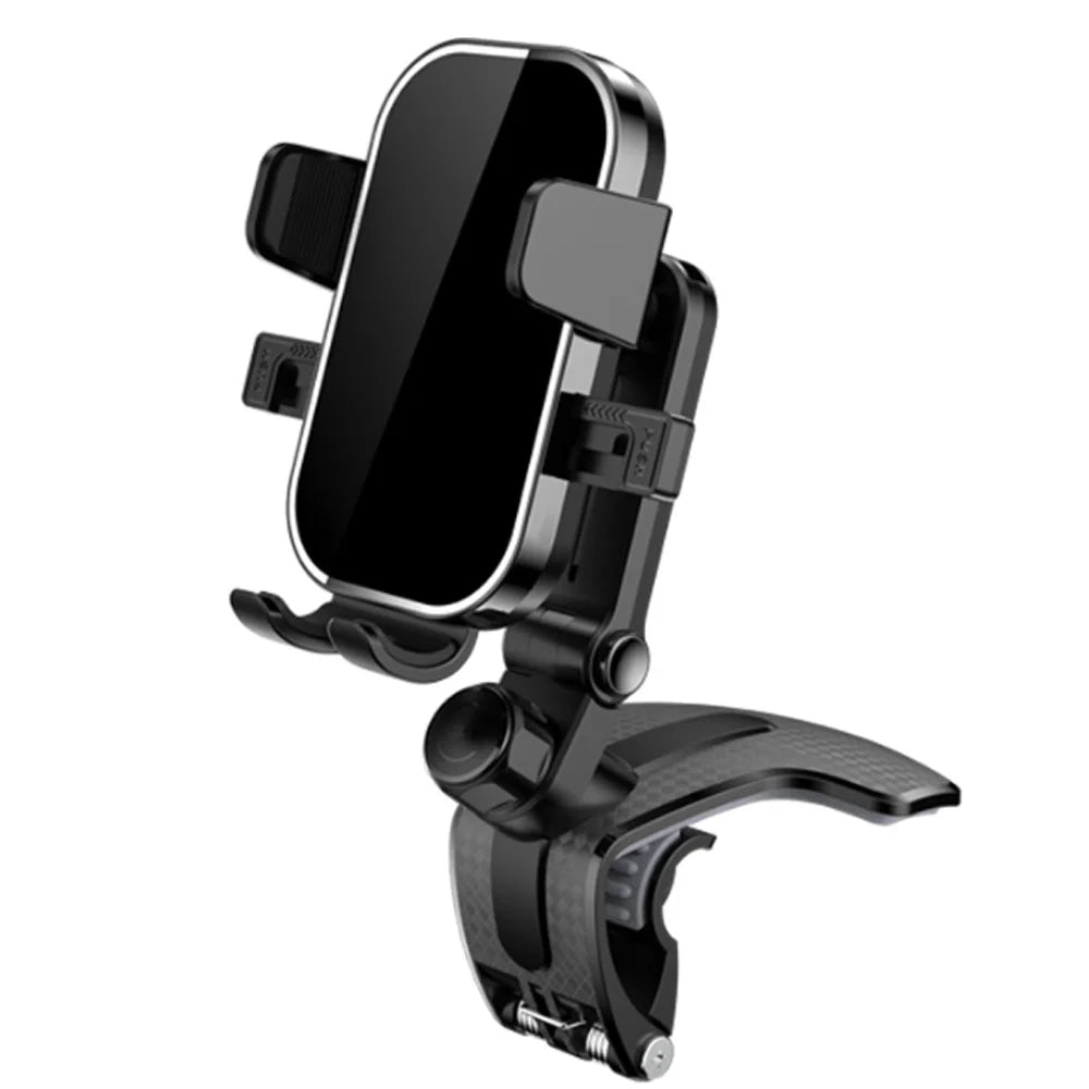 Car dashboard phone holder, 360-degree rotating universal dashboard clip-on phone holder, suitable for 4-7 inch smartphones.
