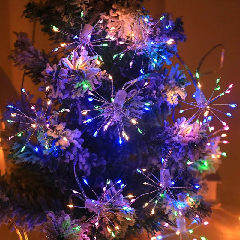USB LED String Lights Outdoor Firework Fairy Lights 8 Modes Lighting Copper Wire LED Light for Camping Christmas Tree Decor Lamp