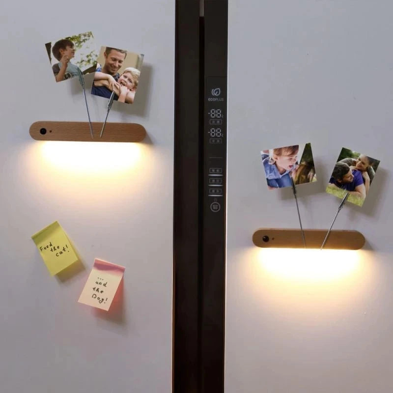 LED PIR Motion Sensor Night Light Bedroom Wooden Lamps Home Decor Magnetic Key Holder Cabinet Door Hanging Lamp USB Rechargeable