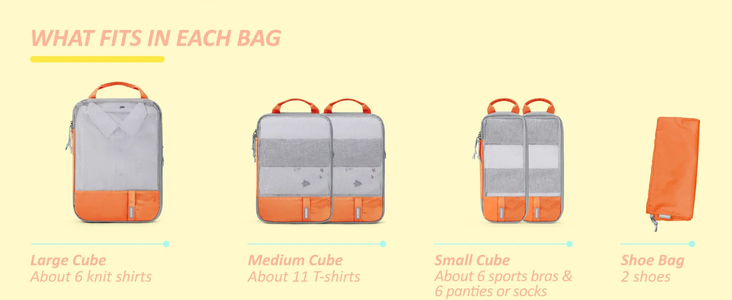BAGSMART Compression Packing Cubes for Travel - 6/4/2 Set Lightweight Durable Luggage Organizer Bags Travel Essentials