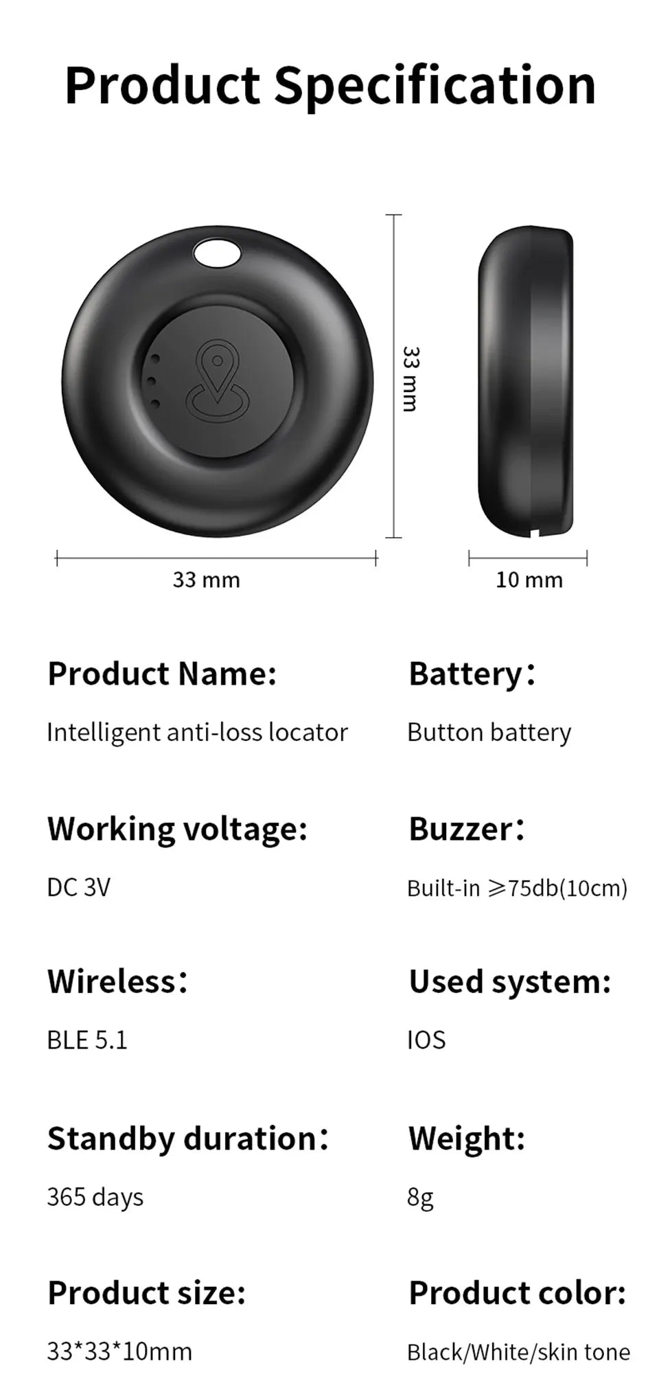 Smart Bluetooth Mini GPS Tracker For iOS System Find My APP airtag Child Finder Locator Pets Bike Bag Anti-Loss Tracking Device