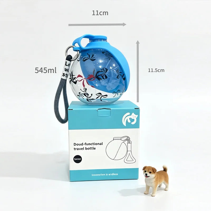 Portable Pet Water Bottle Spherical Foldable Dog Cat Water Dispenser With Hook & Reflow Design Outdoor Travel Pet Supplies