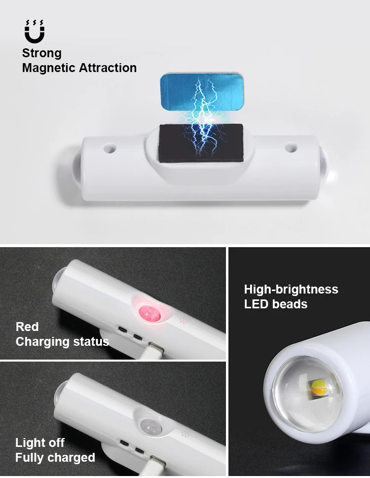 LED Motion Sensor Night Light 3 Colours Changing USB Rechargeable Cabinet Wardrobe Lamp Home Decoration Night Lamps For Kitchen