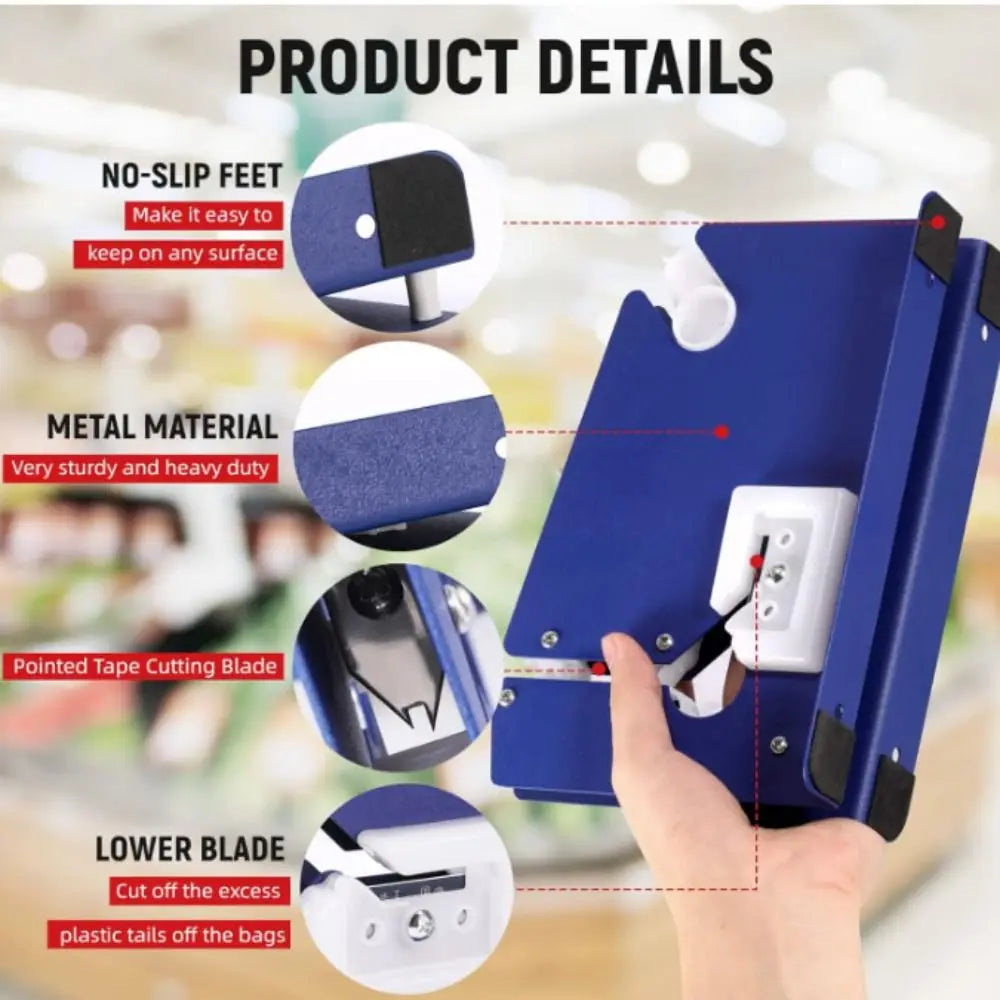 Stainless Steel Metal Bag Sealer Manual Operation Compact Bag Sealing Machine Durable Anti-Slip Design Manual Sealing Device