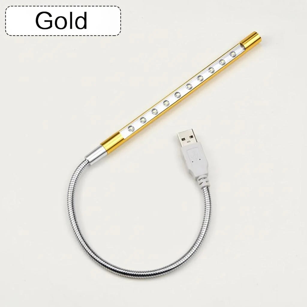 USB LED Reading Light Flexible Book Light 10 LED Mini Lamp for Laptop Notebook PC Computer Study Desk Bedroom Night Light