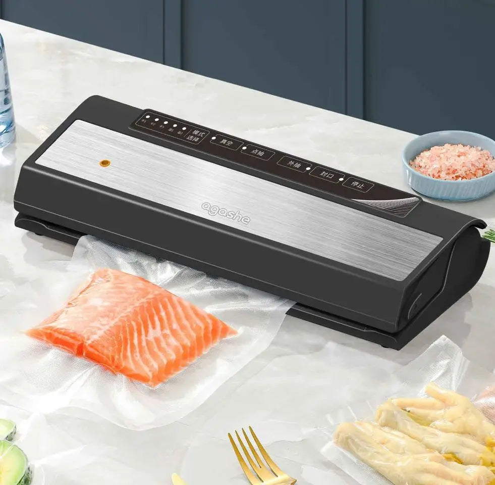 Vacuum Sealer with 10 bags, Home Kitchen Food Preservation, Automatic Sealing and Packaging Machine, Suitable for 28cm wide bag