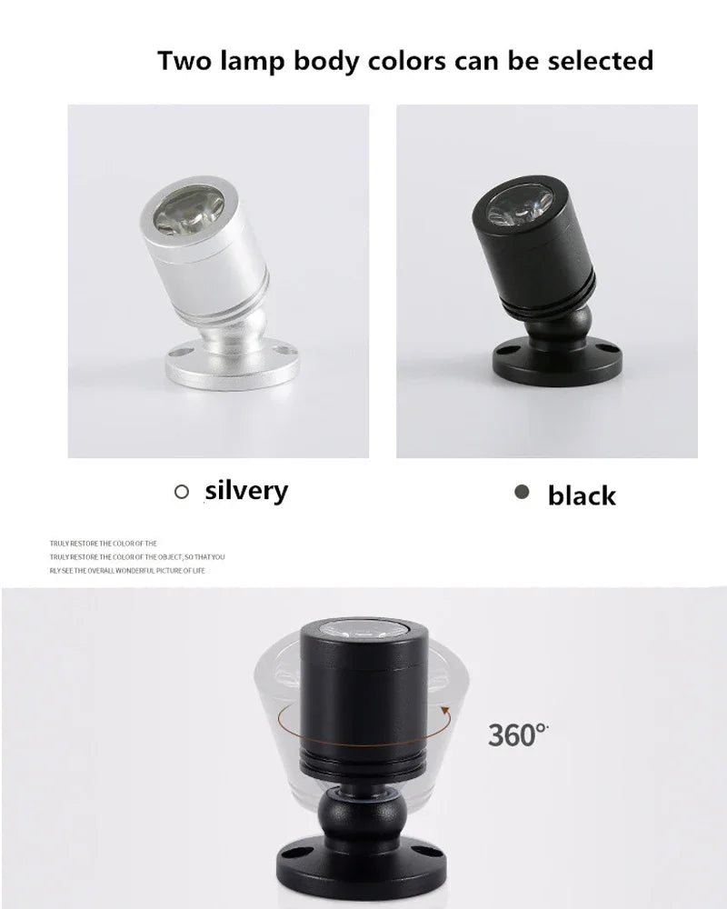 LED USB 5V 3W Led Spot Light Surface Mounted Cabinet Showcase Counter Jewelry Lamp Rotatable Angle Ceiling Mini Spotlight