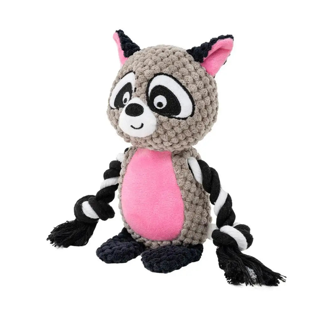 Interactive Pet Cotton Rope Toy for Dogs - Voice Simulation Tug of War Training Supplies for Fox Frog Pig - Dog Playtime Essenti