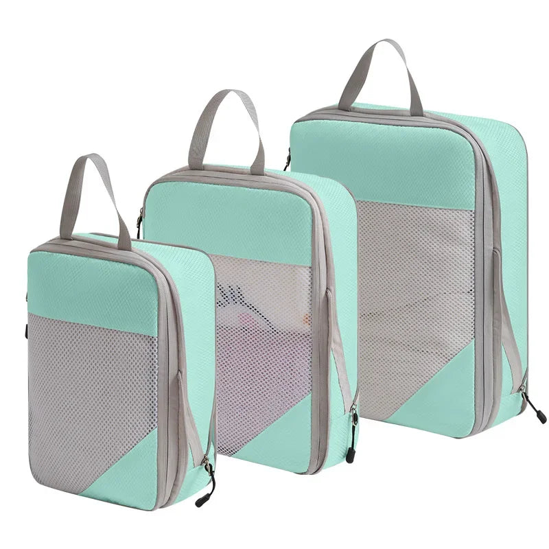 3pcs Travel Compression Bags Clothing Storage Bag Lightweight Travel Organizer Cubes Multifunctional Travel Essentials