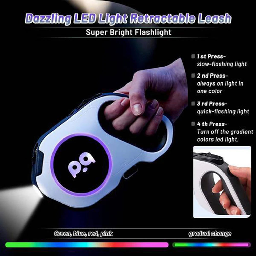 5M Automatic Retractable Big Dog Leash for Medium Large Dogs LED Lighting Durable Pet Walking Nylon Lead Rope mascotas Leashes