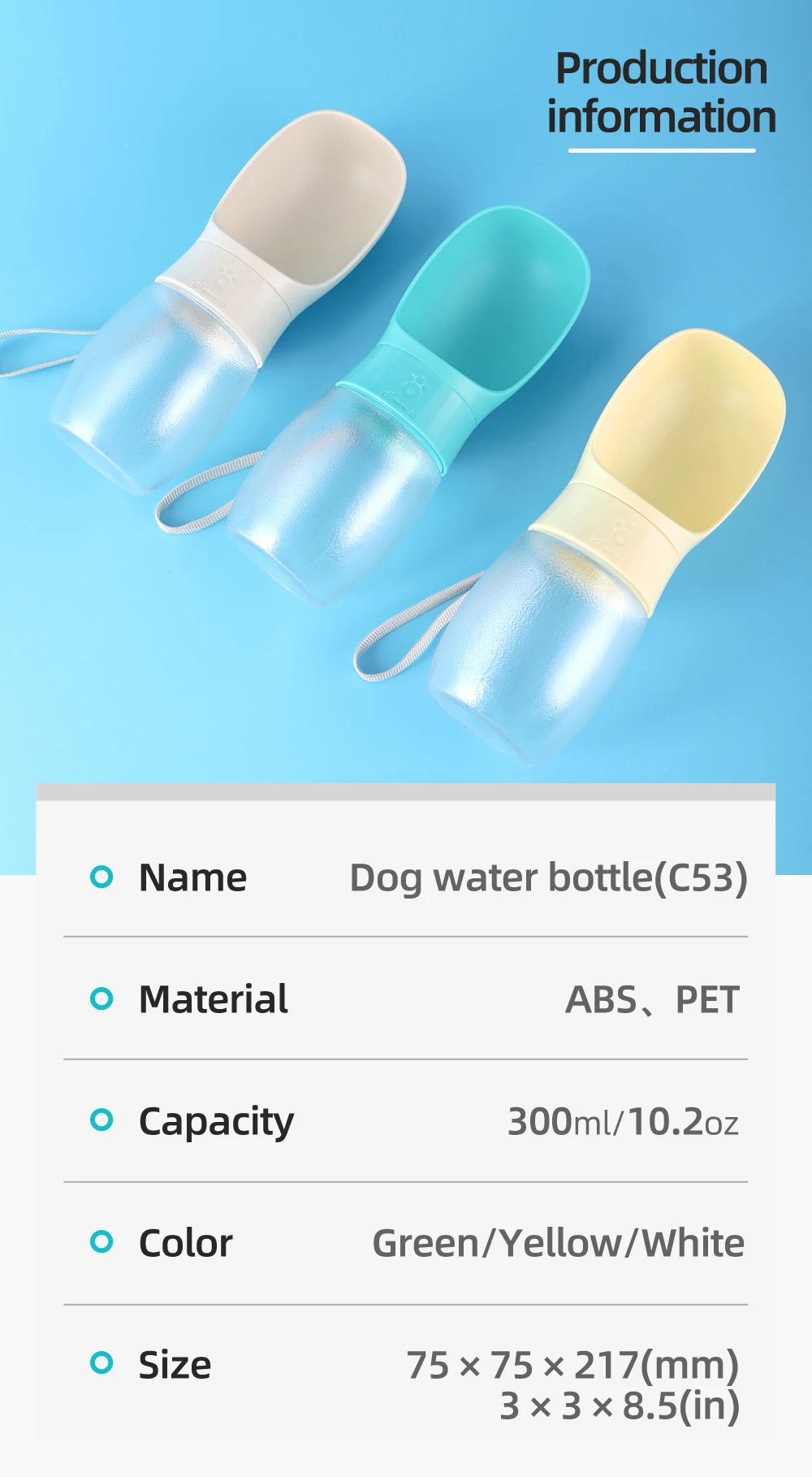 Portable Pet Water Bottle for Small Large Dogs High Capacity Dog Drink Bowl Outdoor Pets Water Dispenser Cup Labrador Supplies