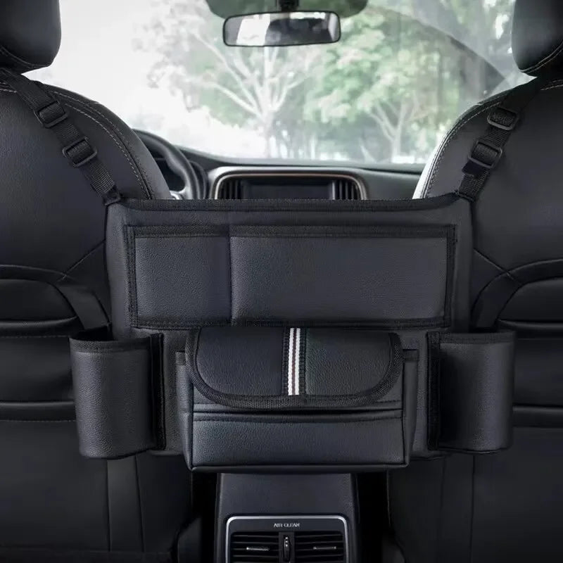 KJOY Between-Seat Car Organizer – Hanging Storage Bag with Cup Holder, Tissue Slot & Handbag Hook, Keeps Car Tidy