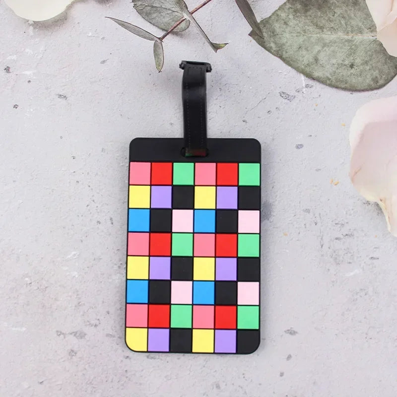 1PCS Geometric Soft Silicone Luggage Tags Suitcase ID Addres Name Holder Baggage Tag Label Travel Accessories Luggage Tags