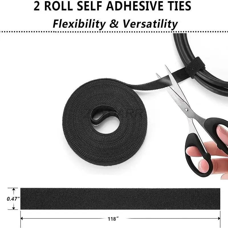186/188 PCS Cable Organizer Kit With 10 Cable Holder 4 Wire Organizer Sleeve 40 Cord Clips Roll Cable Organizer Straps for Home