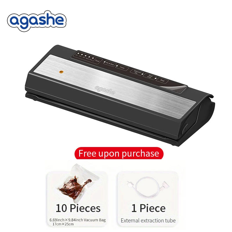 Vacuum Sealer with 10 bags, Home Kitchen Food Preservation, Automatic Sealing and Packaging Machine, Suitable for 28cm wide bag