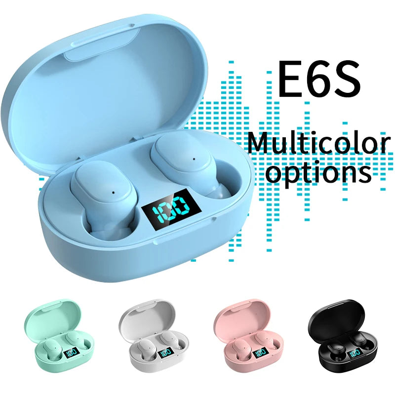 E6S Bluetooth Earphones Gaming Headset Earbuds TWS Blutooth Earphone Wireless Hearing Aids Sports EarBuds HiFi Stereo Headphones