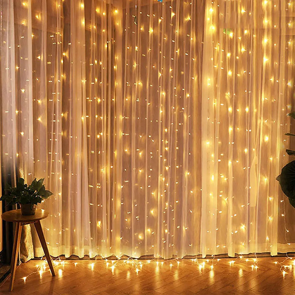 USB LED Curtain Light String, Christmas Room Decoration, Remote Control 8 Function Light Garland ,Wedding Birthday Home Decor