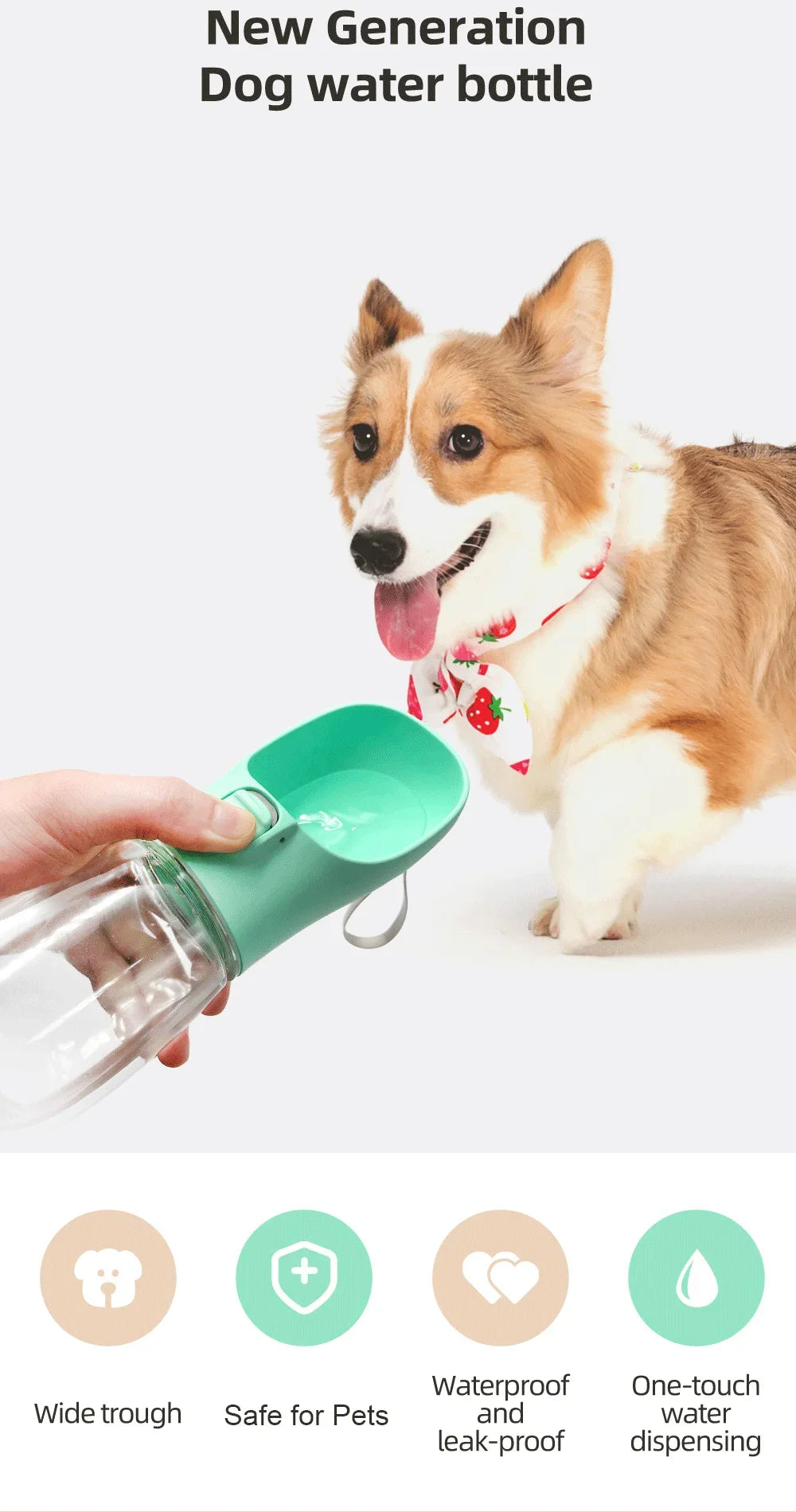 Portable Pet Water Bottle for Small Medium Large Dogs Outdoor Water Pets Dispenser Leakproof Puppy Drink Bowl Chihuahua Supplies