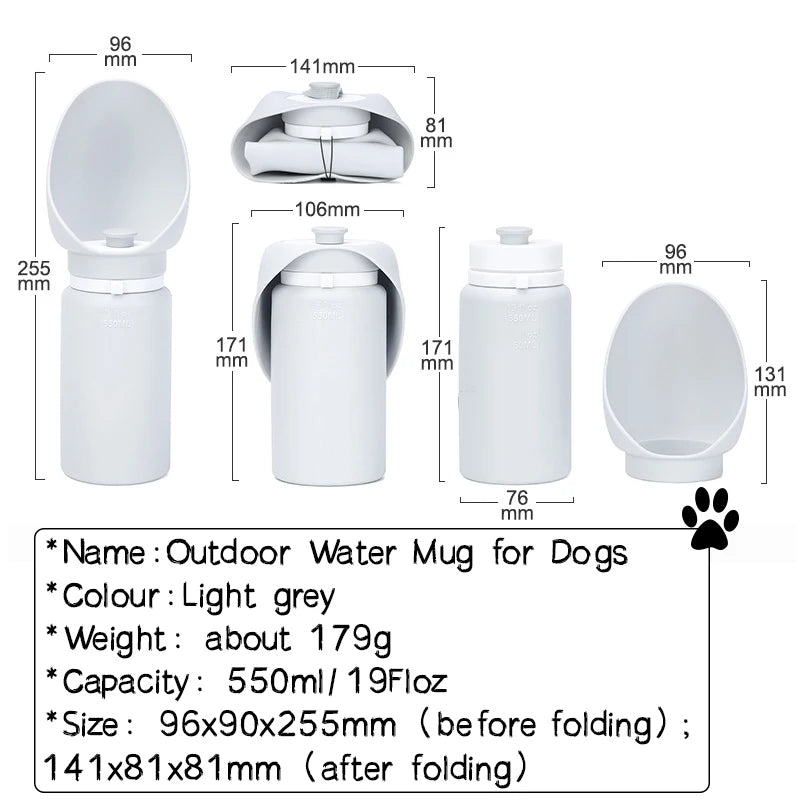550ml Portable Pet Water Bottle Collapsible Silicone Dog Cat Travel Mug Outdoor Walking Drinking Dispenser Cup Puppy Supplies