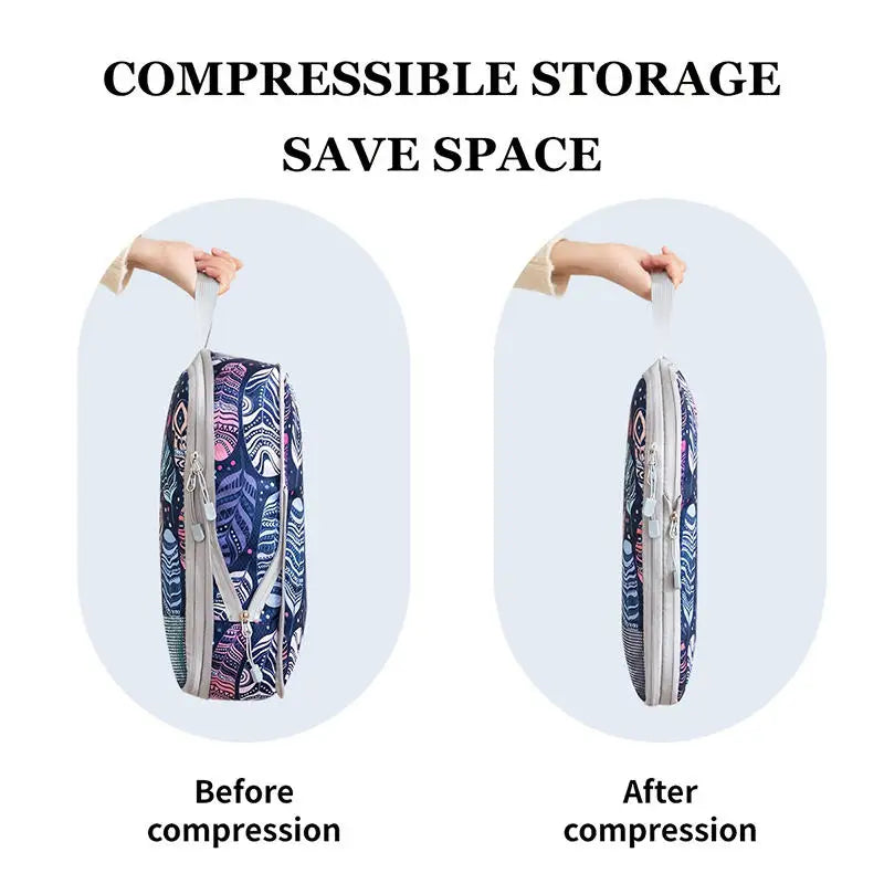 Foldable Compressible Packing Cubes, Waterproof Travel Storage Bag,Polyester Suitcase, Portable With Handbag, Luggage Organizer