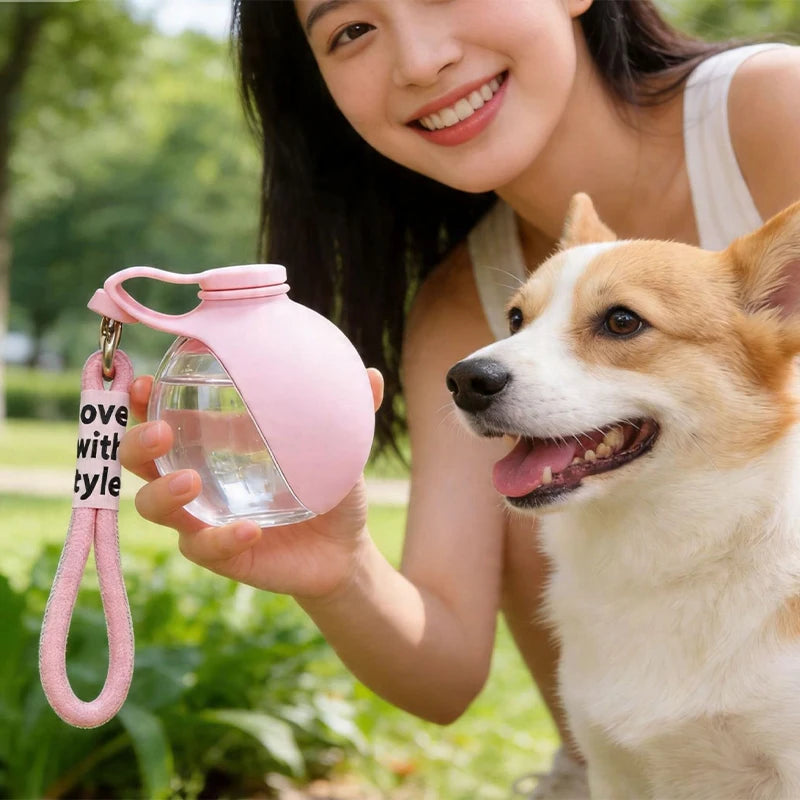 Portable Pet Water Bottle Spherical Foldable Dog Cat Water Dispenser With Hook & Reflow Design Outdoor Travel Pet Supplies
