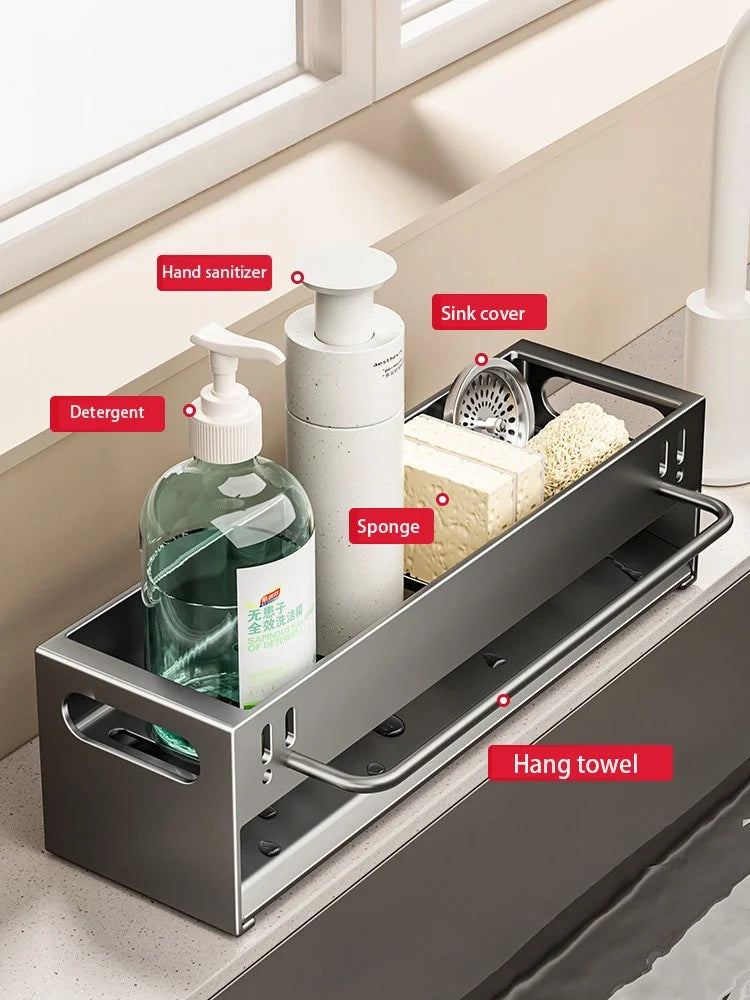 Kitchen Sink Caddy Organizer Dish Soap Brush Sponge Holder Countertop Sink Organizer Rack for Kitchen Organizers and Storage