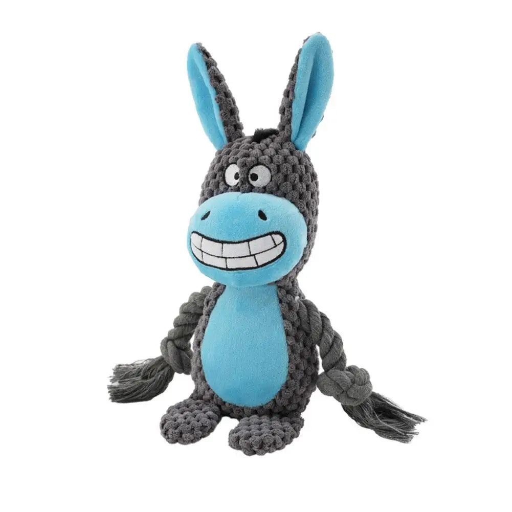 Interactive Pet Cotton Rope Toy for Dogs - Voice Simulation Tug of War Training Supplies for Fox Frog Pig - Dog Playtime Essenti