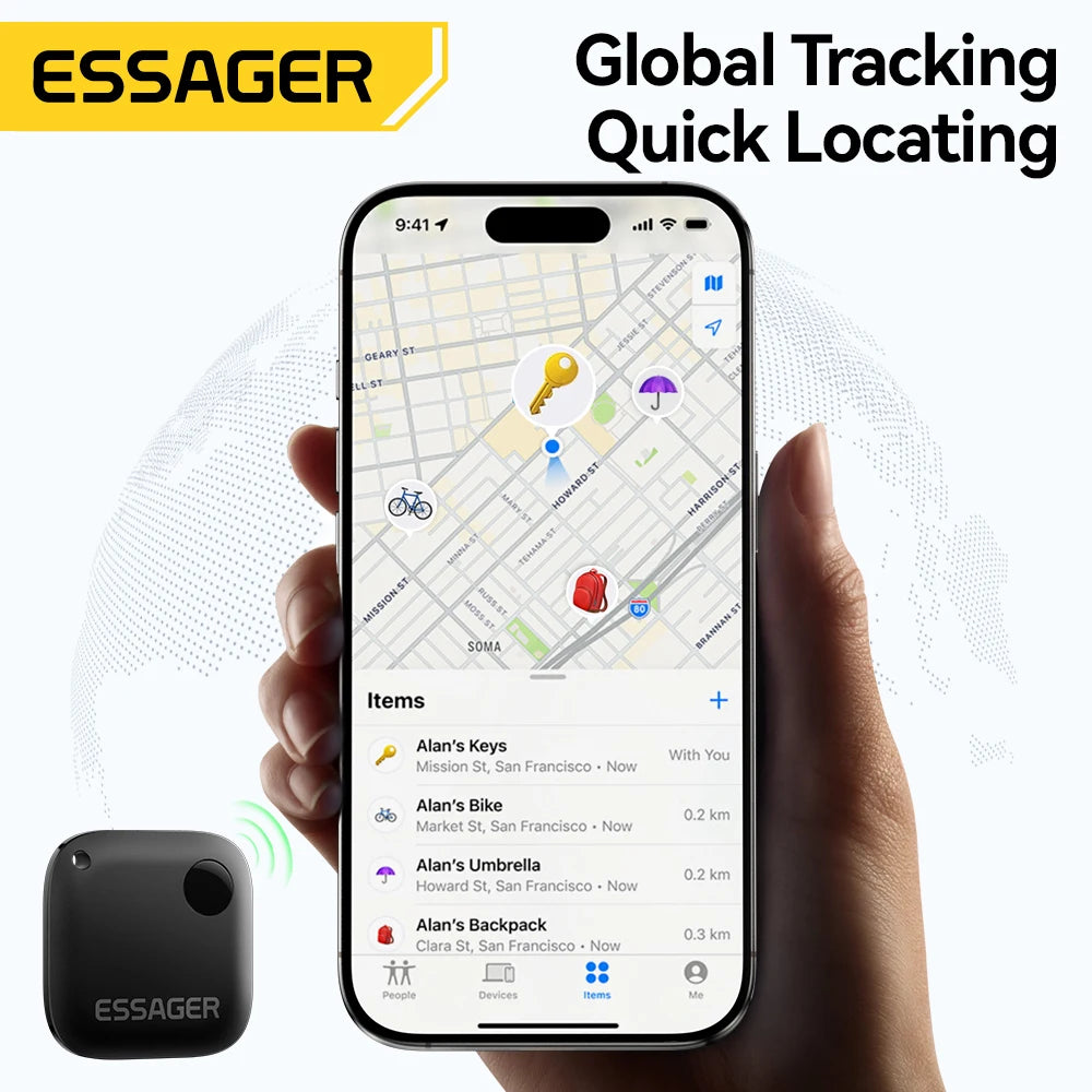 Essager Smart Bluetooth GPS Tracker Work with iOS System Find My App Air Tag Tracker Mini Locator Key Dog Pet Child Finder